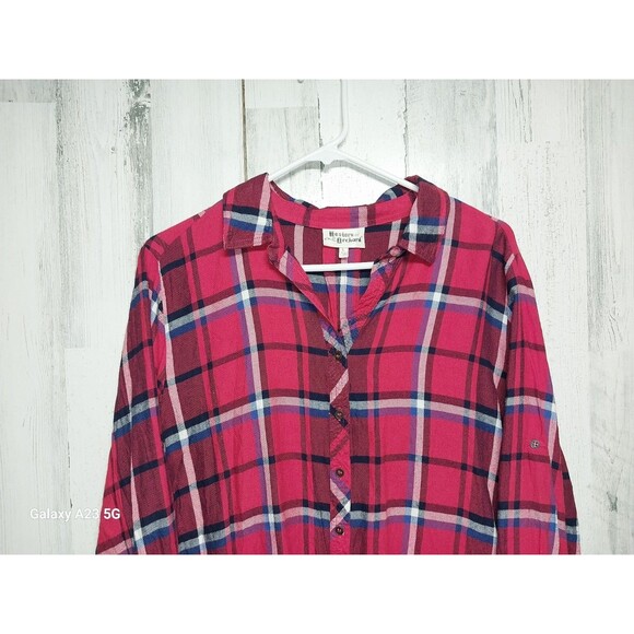 Hester & Orchard Shirt Womens L Red Plaid Flannel Button Up Long Sleeve - Picture 3 of 7